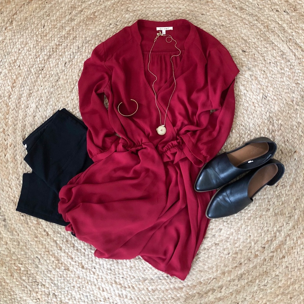 Francesca’s Miami Red V Neck Tunic Dress Large